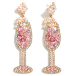 Rhinestone and Pearl Encrusted Champagne Earrings